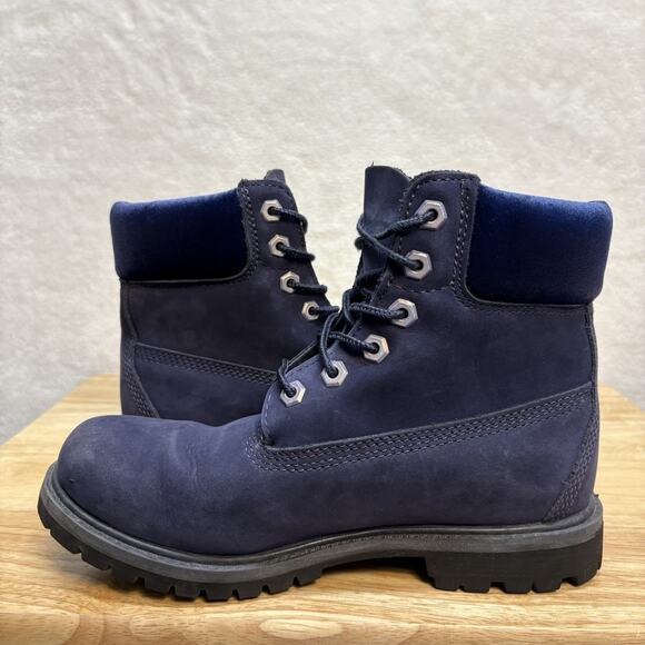 Timberland 6 In. Premium Boots Velvet Navy Nubuck Women’s Size 7 Blue TB0A1KC5 - Picture 5 of 16